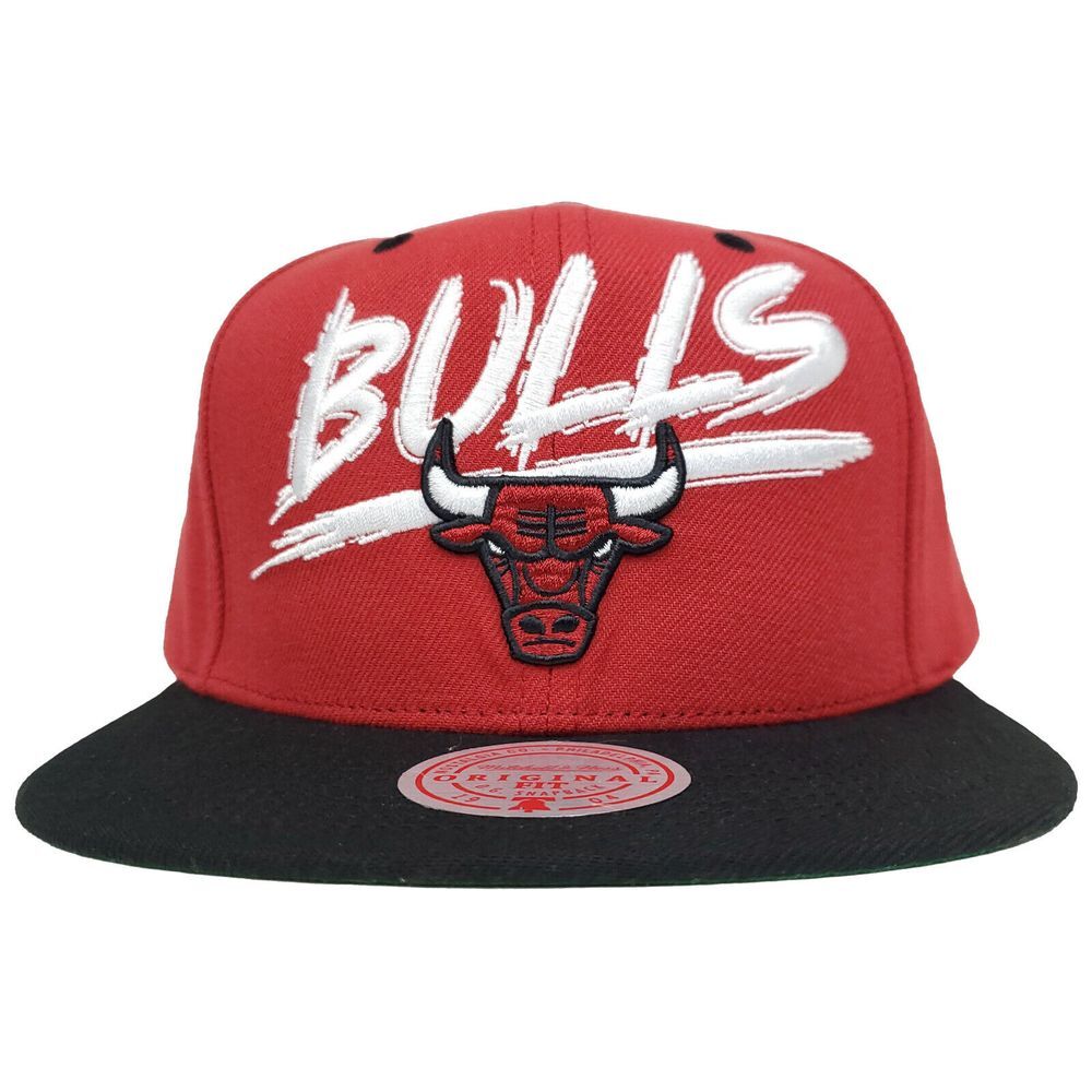 Chicago Bulls Mitchell & Ness‎ NBA Snapback Cap Hat Hype 3D Logo Red Black NWT